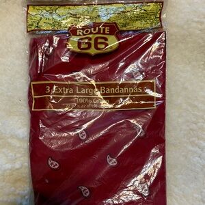 Vintage- Kmart Route 66 Red Paisley Bandannas Pack of 3 xl